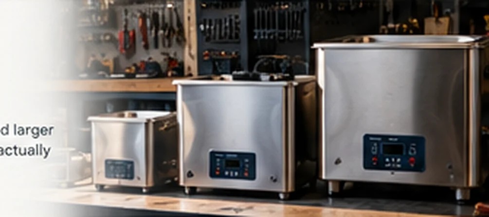 Illustration of a selection of workshop ultrasonic cleaners